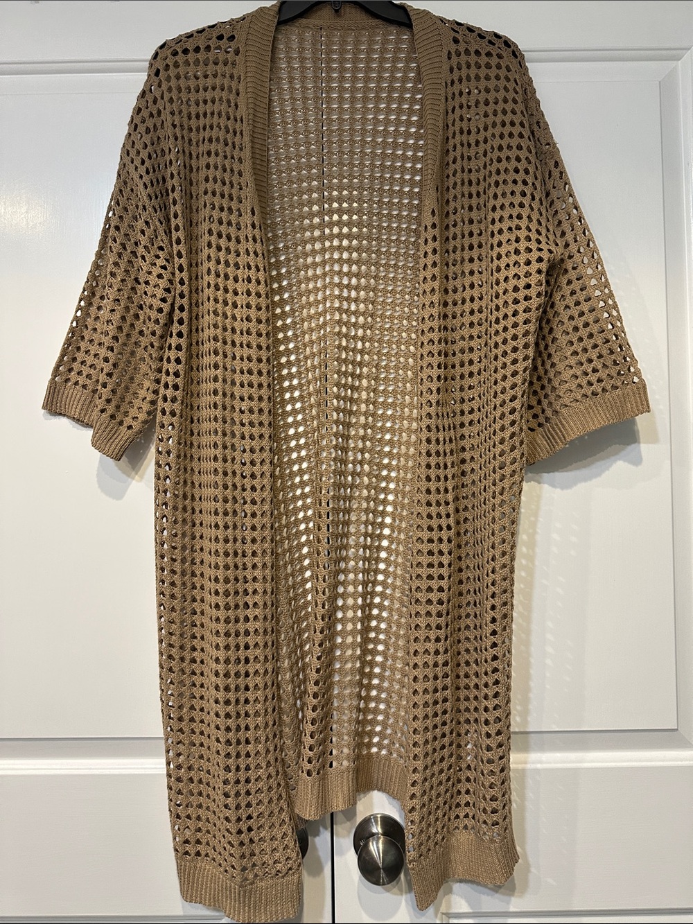 Lightweight Open-Knit Women's Cardigan - Camel